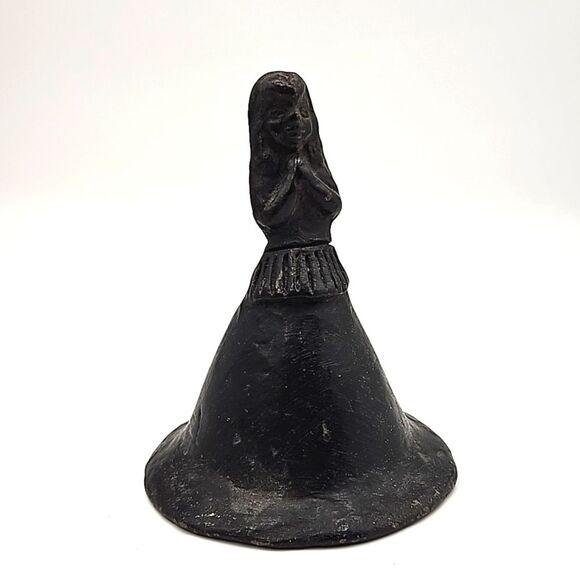 Vintage Barro Negro Mexican Black Pottery Bell Maiden / Girl / Feminine - Picture 6 of 10